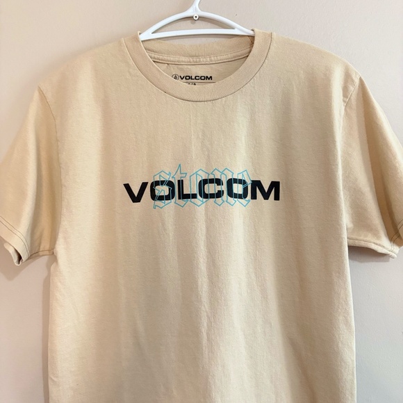 Volcom Stone Beige Cotton Short Sleeve T-Shirt w Logo - Picture 3 of 13